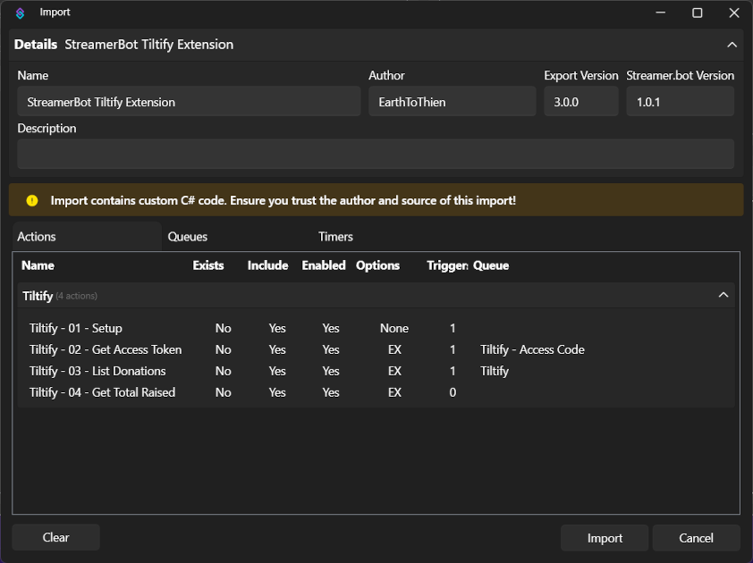 Tiltify Integration Extension